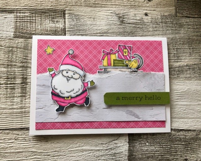 Santa in Polished Pink Christmas Card