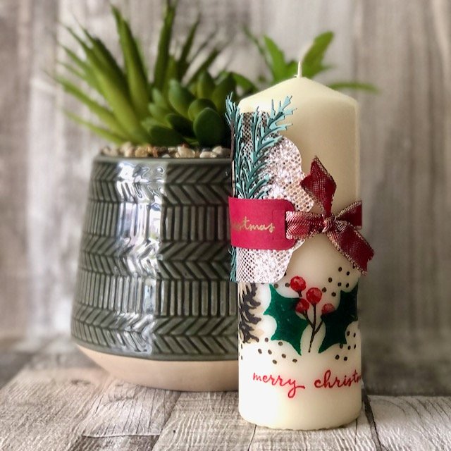 Stamped Candle, Painted Christmas