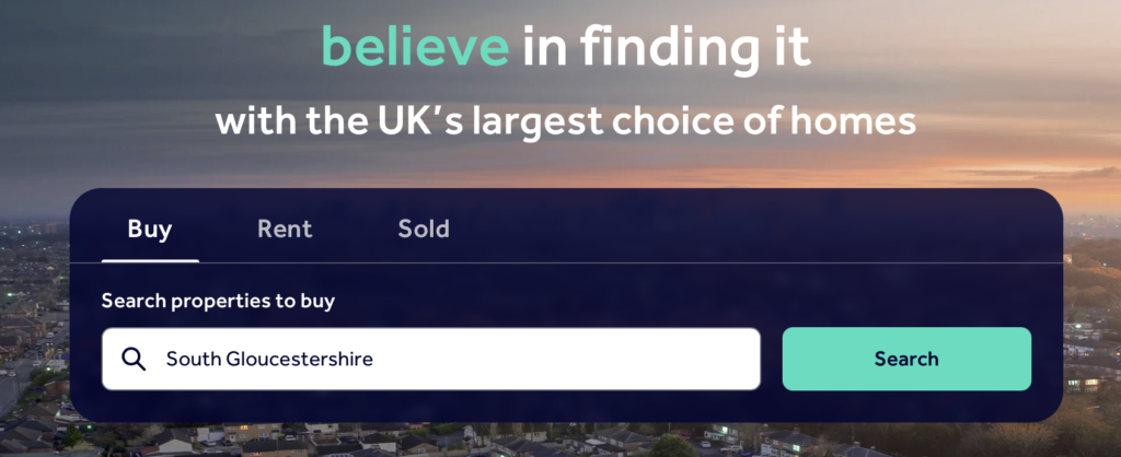 RightMove  search bar with destination South Gloucestershire 